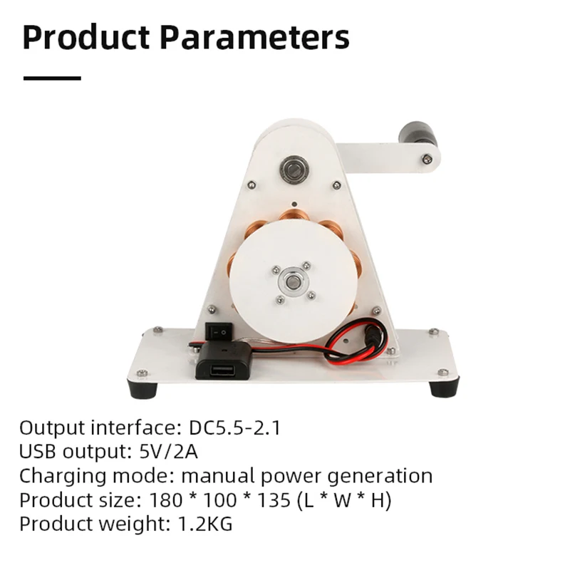 Hand Crank Generator Emergency USB Mobile Phone Charging 12V Permanent Magnet Mini Generator Physical Electromagnetics