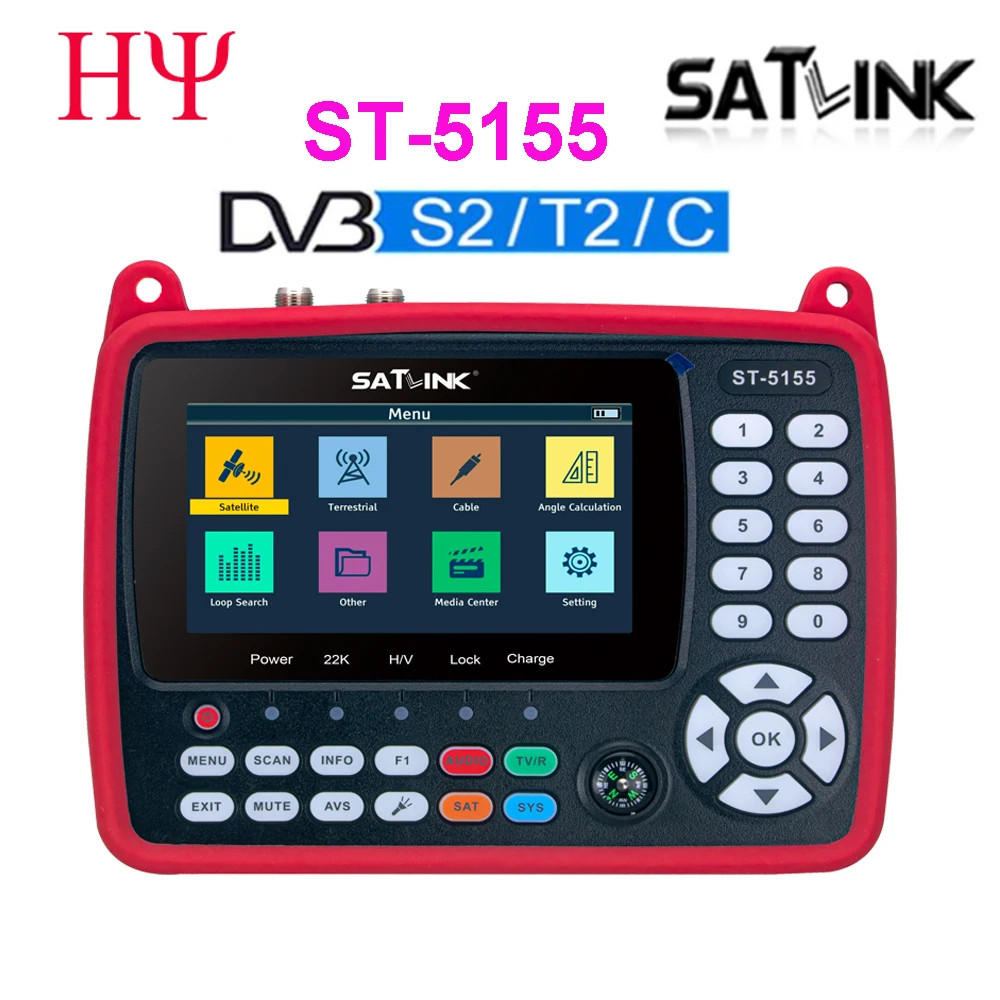 

SATLINK ST-5155 DVB-S2/T2/C COMBO HD Satellite TV Finder Meter H.265 HEVC MPEG4 4.3 Inch Support VS V8 Finder Pro2 st5150 vf9930