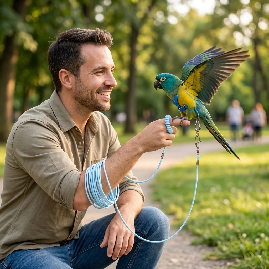 Professional Parrot Leash Safety Ankle Strap for Outdoor Training Durable Nylon Bird Lead Rope for Sun Conure Travel Gear