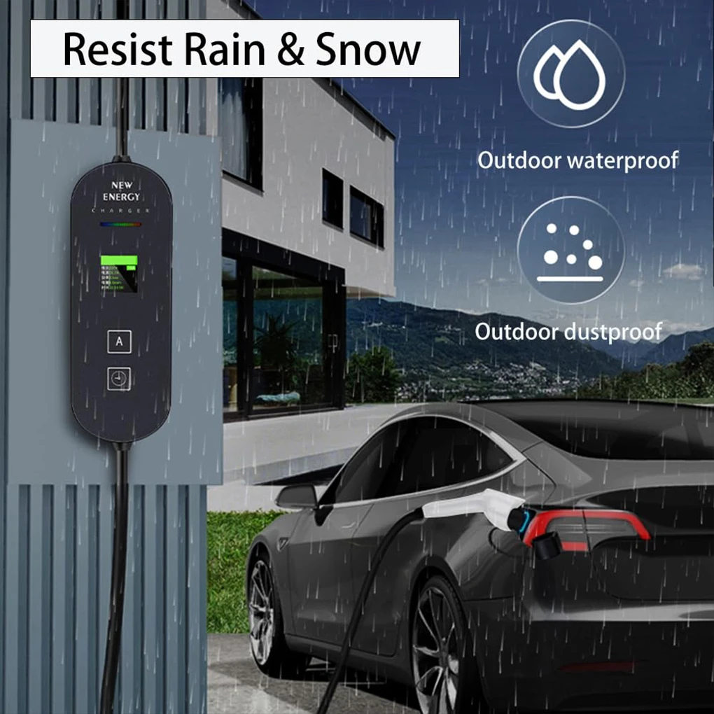 220V Level 2 EV Charger 3.5KW GBT Plug 5M 8-16A Car Electric Charging Cable Type 2 Portable EV Charger with LED Digital Display