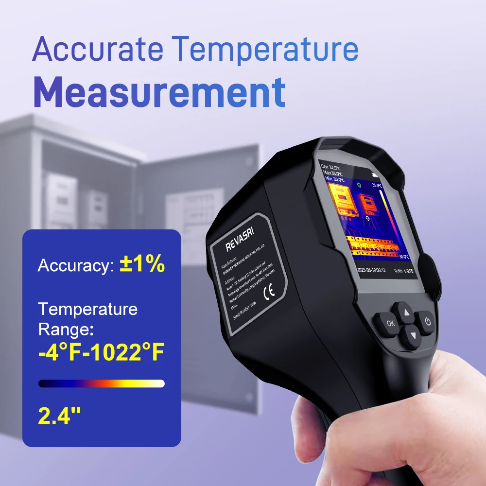 REVASRI Thermal Imaging Camera -20 ℃~550 ℃ Temp Range Handheld Thermal Imaging USB-C Charge for Electrical Test HVAC Repair