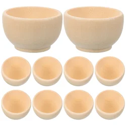 10 Pcs Wooden Mini Cutlery DIY Craft Bowls Home Decor Color Unfinished Small Child