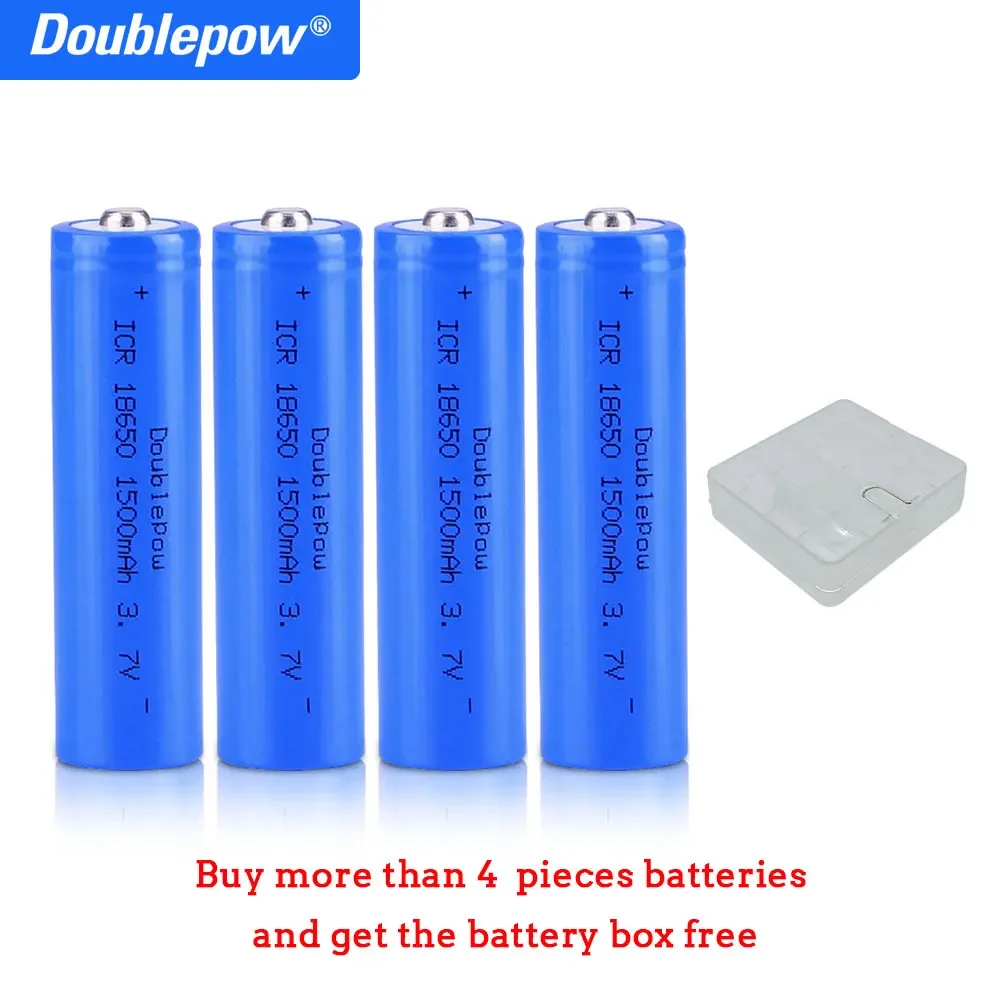 3.7V 18650 1500mah Rechargeable Lithium Battery for Flashlight  Solar Lights Small Fans True Capacity 100% New Original