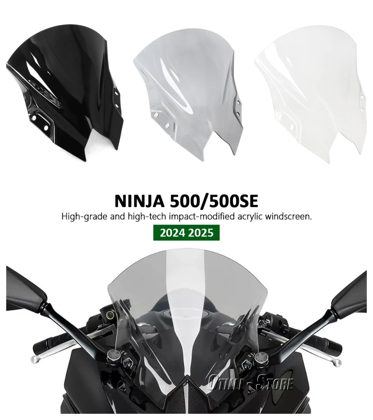 

New Motorcycle Acrylic Windshield Windscreen Visor Deflector Wind Shield Deflectors For Kawasaki Ninja 500 Ninja500 NINJA 500 SE