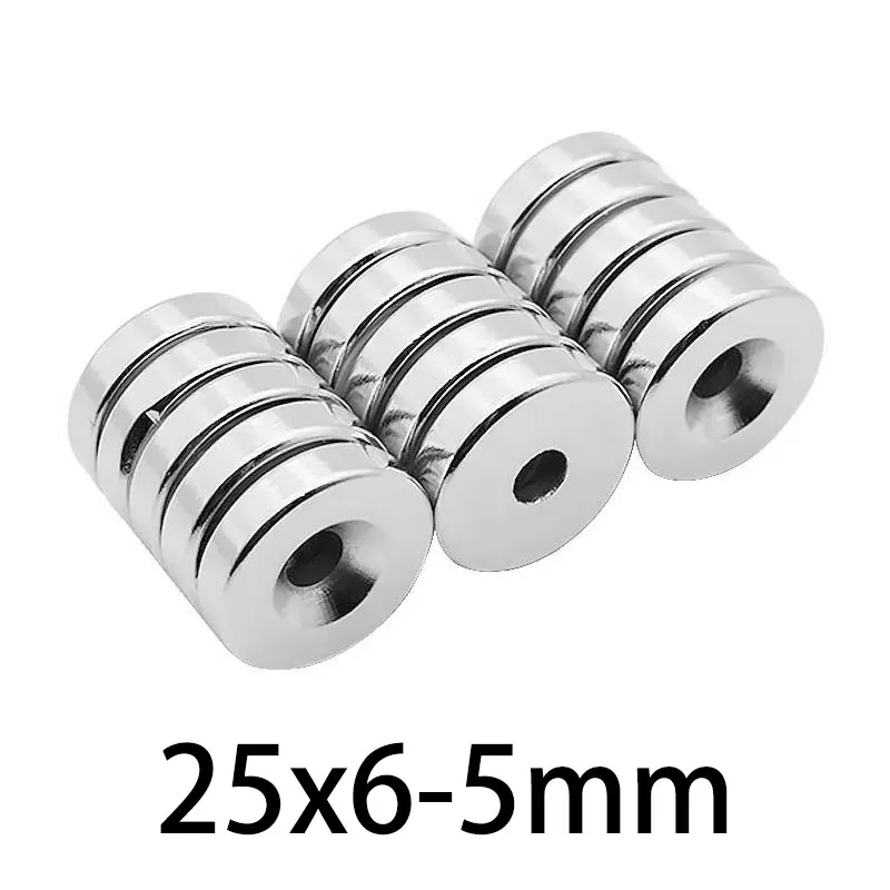 2/5/10/20/30pcs 25x6-5mm neodym magnetem lamela 25*6 mm díra 5mm kružnice magnety 25x6-5mm kolo zapuštěný magnetický 25*6-5