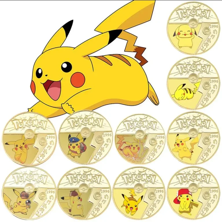 Pokemon pamiątkowa moneta Pikachu złota moneta Charizard Mewtwo kolekcja metalowa złota moneta zabawka dla dzieci prezent urodzinowy na Boże