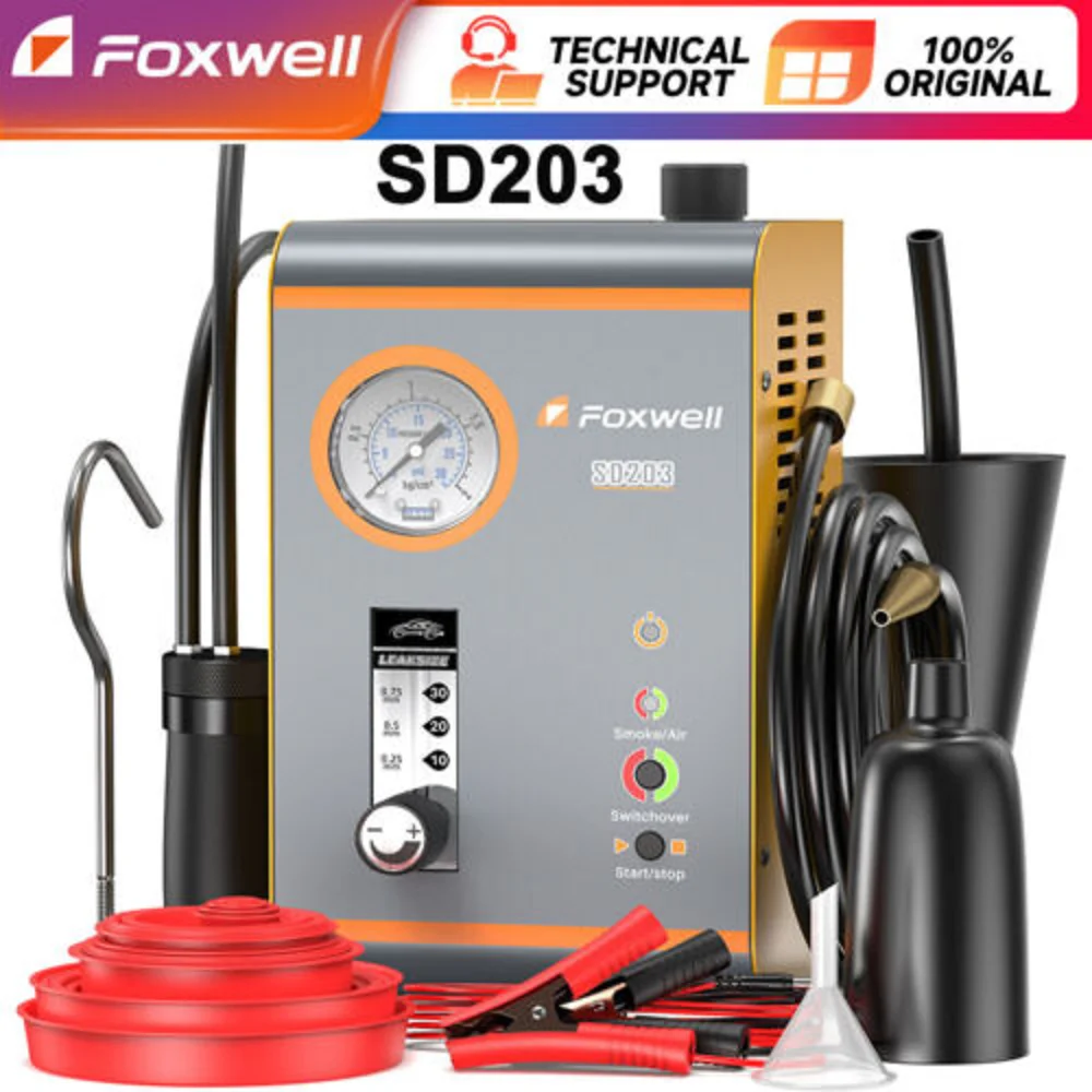 

FOXWELL SD203 Автомобильная машина для дыма EVAP, диагностический вакуумный тестер обнаружения утечек, детектор 12 В, встроенный воздушный насос, диагностика