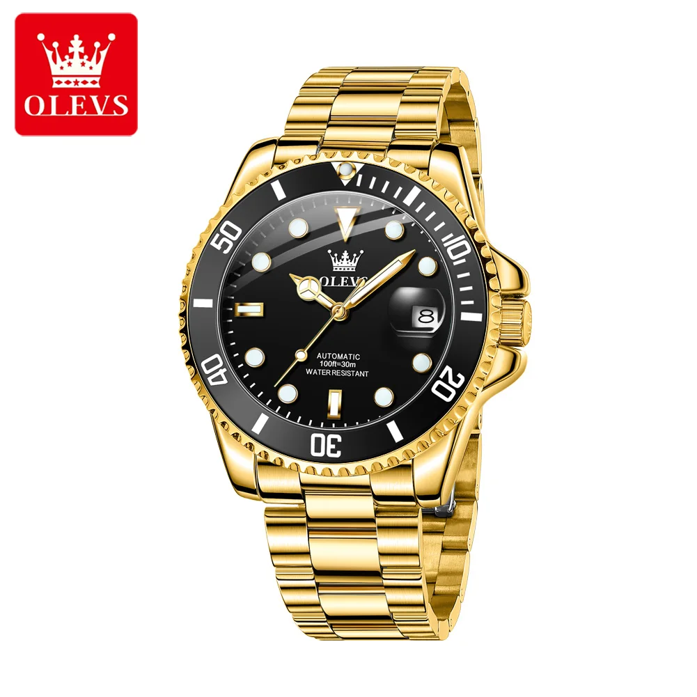 OLEVS Luxury Man Watch Top Brand Original Automatic Mechanical Watches for Men Water Green Ghost Series Business Wristwatch 6650