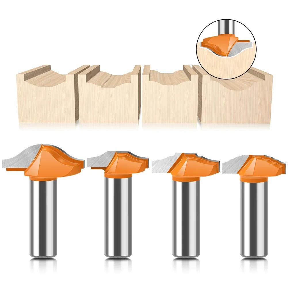 1/2” 12mm Shank Thin Woodworking Door Frame Router Bits for Wood Carbide Classical Door Cabinet Bits Carving Milling Inserts