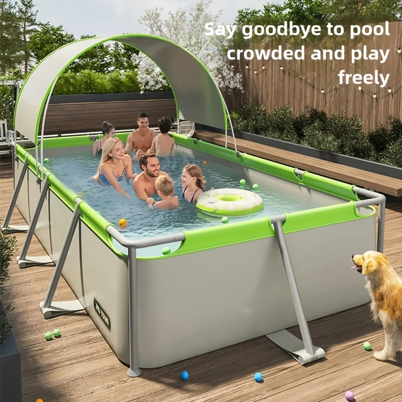 Paquete de 1 piscina plegable grande de PVC de varios tamaños: piscina exterior duradera y resistente de construcción rápida para fiestas familiares y adultos