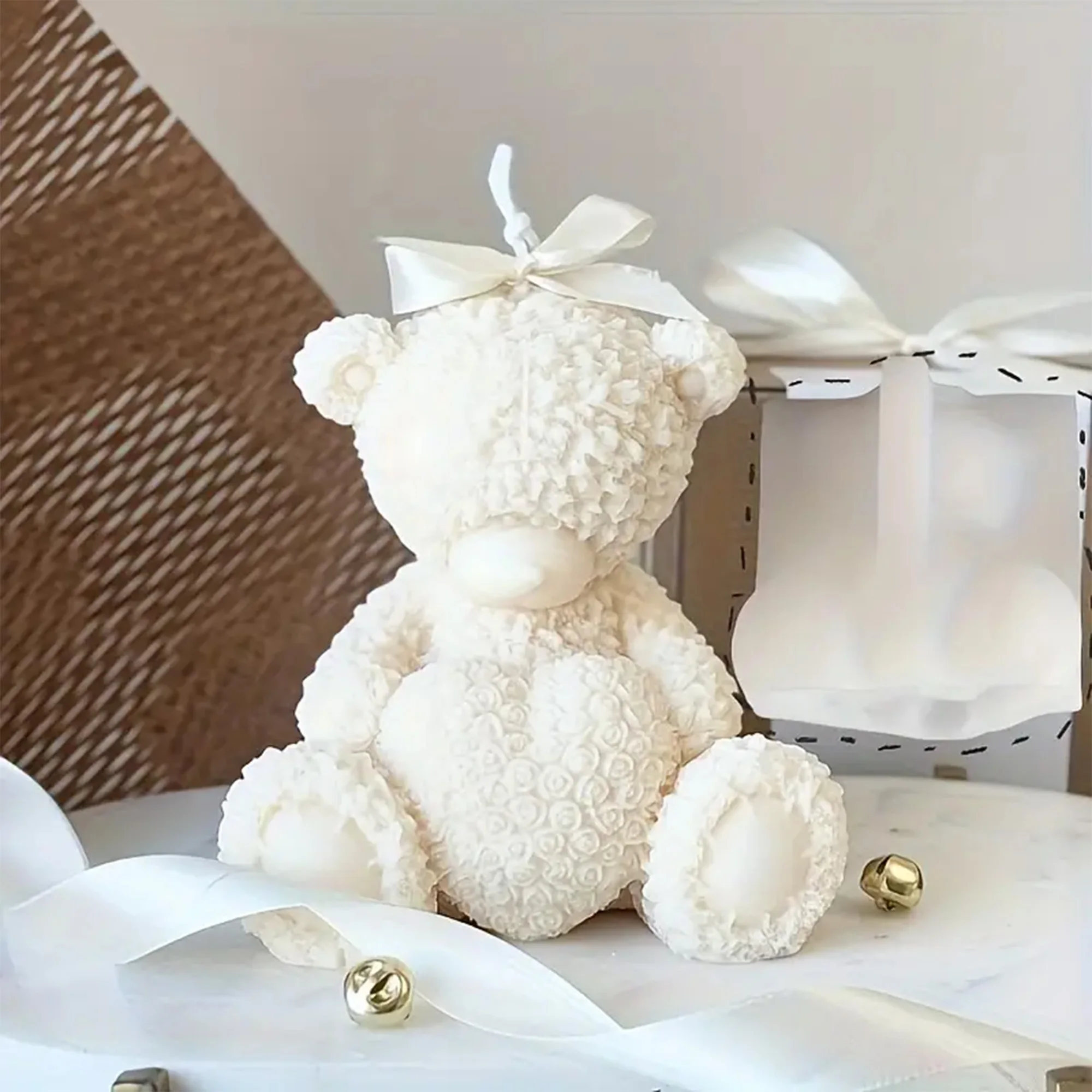 Abrazo corazón oso molde de silicona DIY abrazo corazón rosa oso de peluche vela molde yeso vela resina hacer decoración del hogar regalo creativo