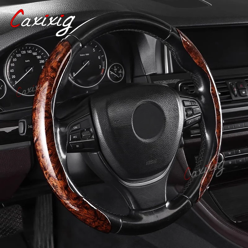 Wood Grain Steering Wheel Cover Excellent Tactile Sensation For Volvo  S40 S60 S80 V40 V60 XC60 XC90 C30 C70