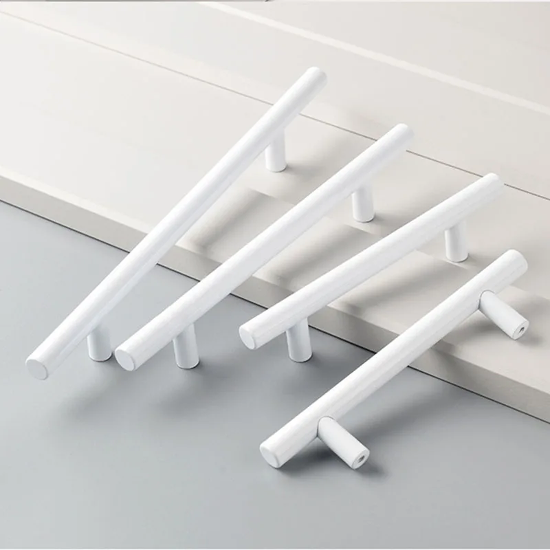 

White Aluminum Alloy Wardrobe Handles Cabinet Pulls Drawer Knobs Kitchen Cupboard Bar Furniture Door Hardware