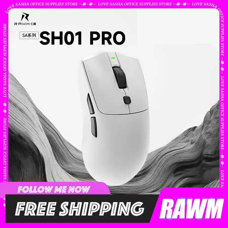 Rawm Sa-Sh01pro Mouse Wireless Bluetooth Three Mode 30000dpi 8k Paw3950+52840 E-Sport Gaming Lightweight Mouse For Windows/Ios