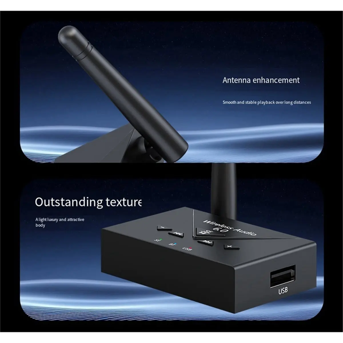 Audio Adapter Bluetooth 6.0 SE Mode 3.5mm AUX//USB-C Wireless Stereo Receiver Transmitter Connect Two Devices