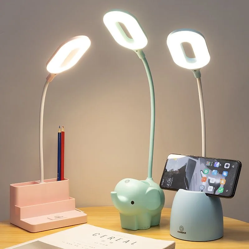 LED Table Lamp with Pen Holder Simple Ring Night Light to Study/Work/Reading Lighting Fixtures Home Decor Adjustable Desk Lights