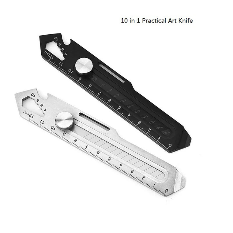 Boîte à outils portable à économie de main-d 'œuvre, couteau polyvalent, papeterie d'art utilitaire, opaque 3CR13, tout en acier, coupe-papier pour l'artisanat, 10 en 1