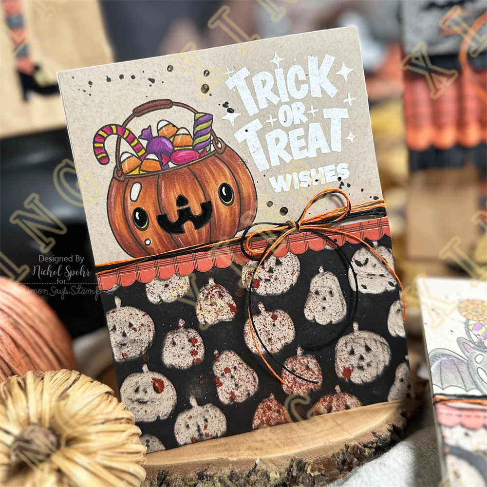 Boo Halloween Treats Houndstooth Bats Metal Cutting Dies Stamps Stencil Scrapbook Embossed Paper Card Album Craft Template Cut