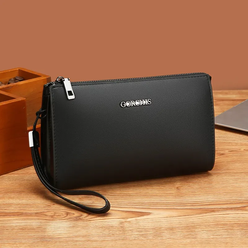 

Fashionable Men's New Solid Color PU Wallet Card Bag Handbag pochette uomo 정품급 sacoche homme sainth barth borsa bolso hombre