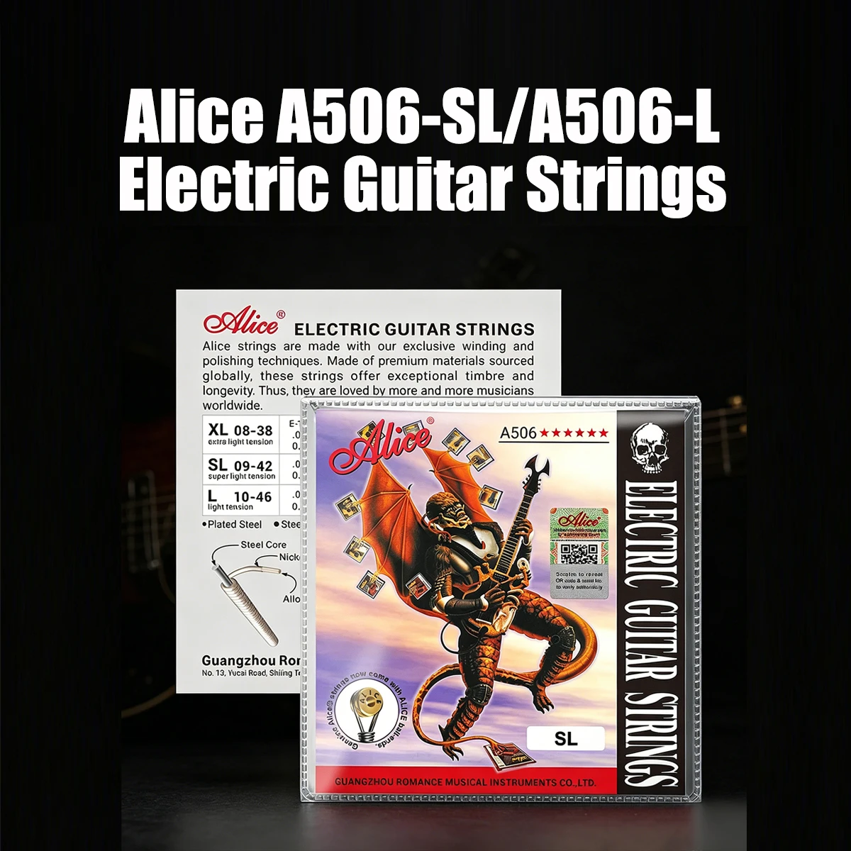 Alice 1 Set A506-SL/A506-L Electric Guitar String Set – Choose 009-042 Super Light or 010-046 Light, Hex Steel Core, Anti-Rust