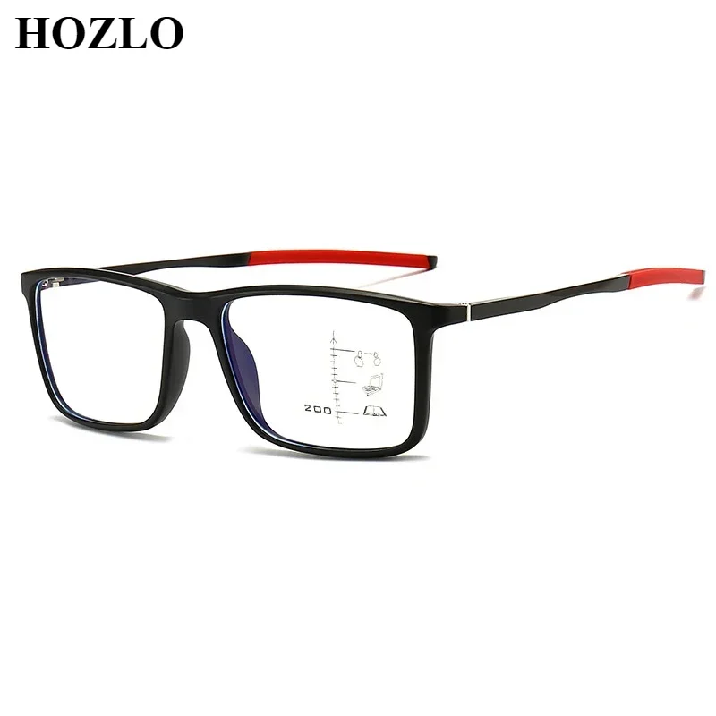 Men Rectangle Anti Blue Ray Progressive Reading Glasses Male TR + Aluminum Magnesium Legs Sport Hyperopia Multifocals Spectacles