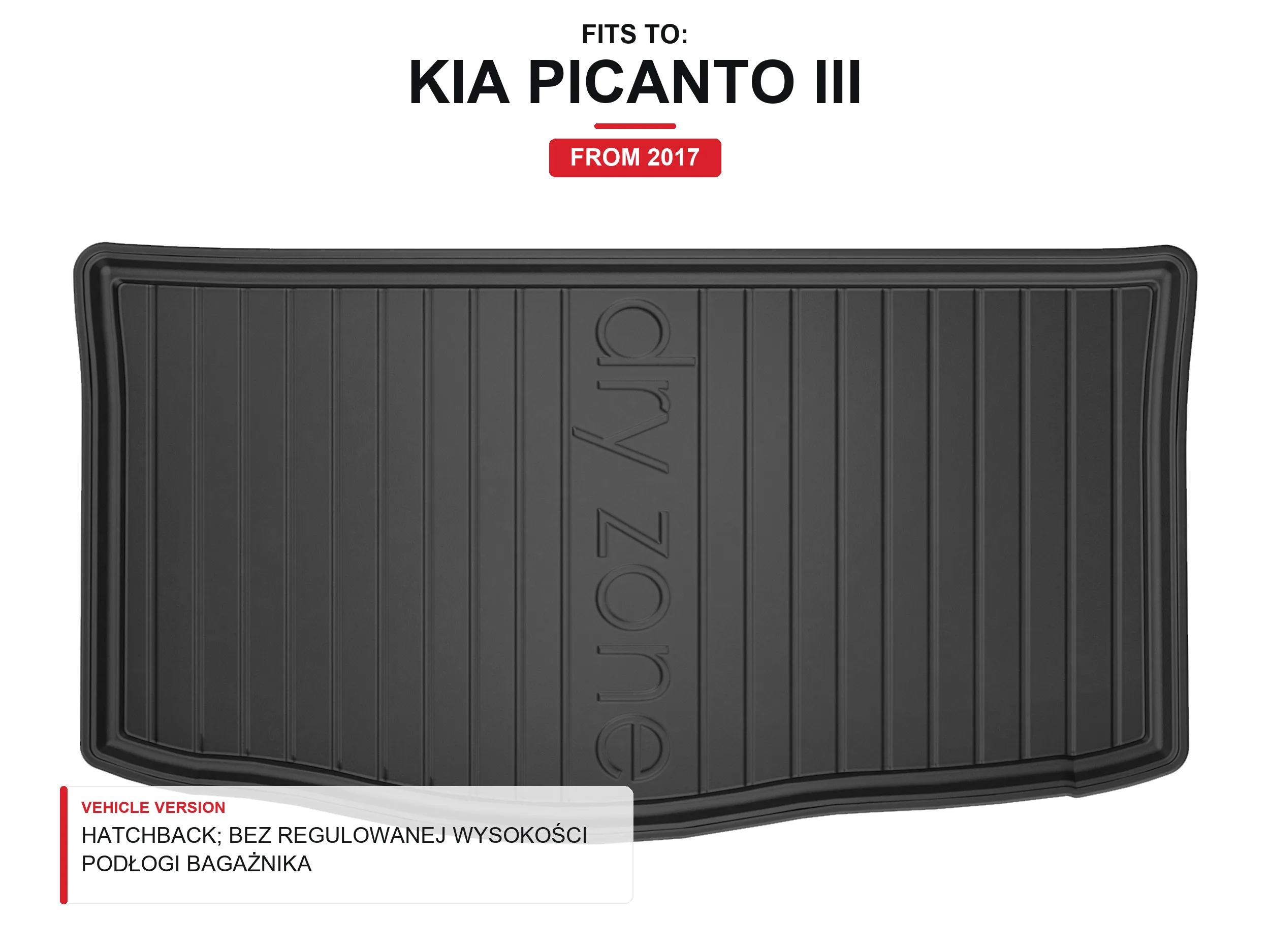 Mat Trunk Tpe Dryzone Voor: Kia Picanto Iii 2017- Hatchback