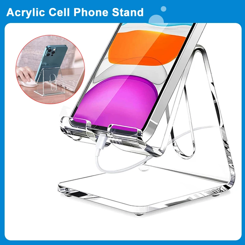 

Прозрачная акриловая подставка для сотового телефона, настольная док-станция, держатель для IPhone 14 13 Pro/Samsung, универсальное настольное зарядное устройство, поддержка крепления для телефона