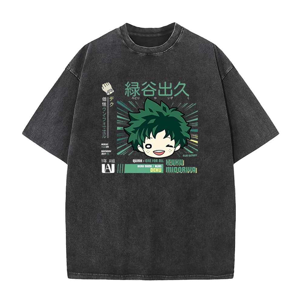 

Горячая аниме My Hero Academia Midoriya Izuku Футболка с принтом Мужчины Женщины Футболки с короткими рукавами Манга Хлопковая футболка Harajuku Мужские топы