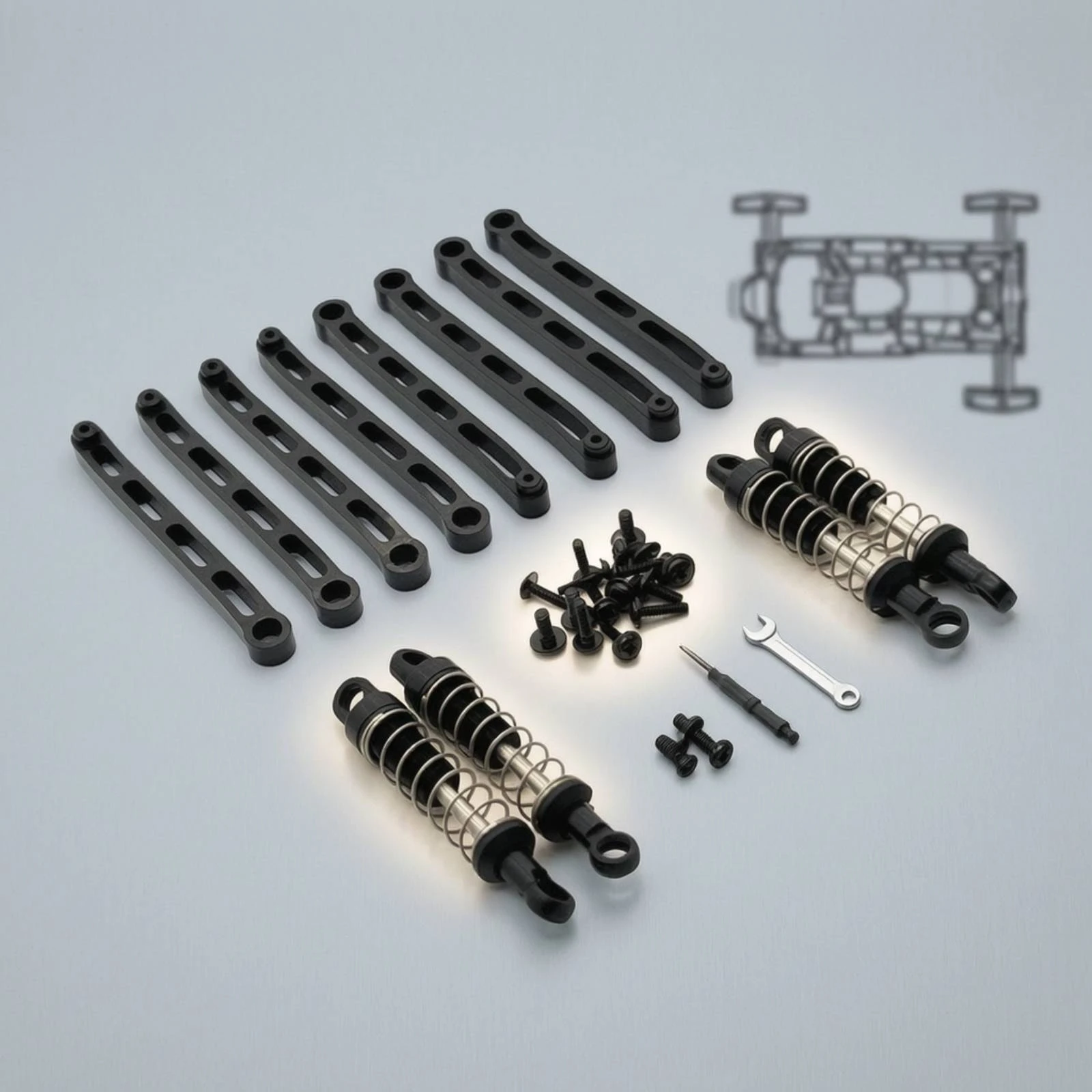 Tie Rods with Shock Absorbers Non-Destructive Tie Rod Kit Damper Kit Easy to Install Chassis Parts CNC Machined