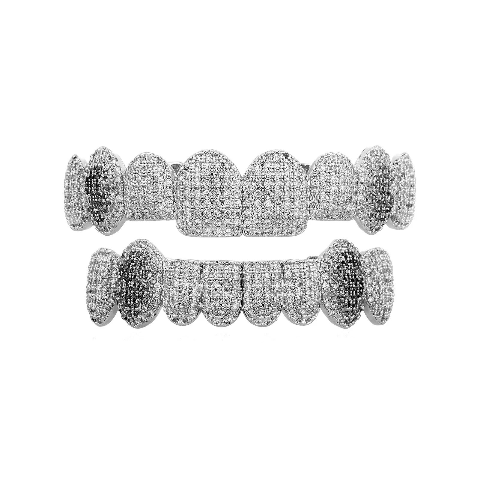 

Hip Hop Full CZ Teeth Grillz Caps for Men Women Cubic Square Zircon Iced out Micro Pave Top & Bottom Charm Grills Set Jewelry