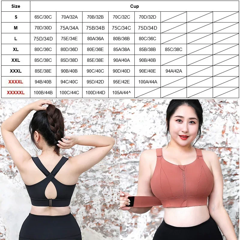 Dámské sportovní podprsenky s dlouhým rukávem, velikost S-5XL, sportovní podprsenka s push-up zipem, velikost pro velké dámy, velikost S - náhled 6