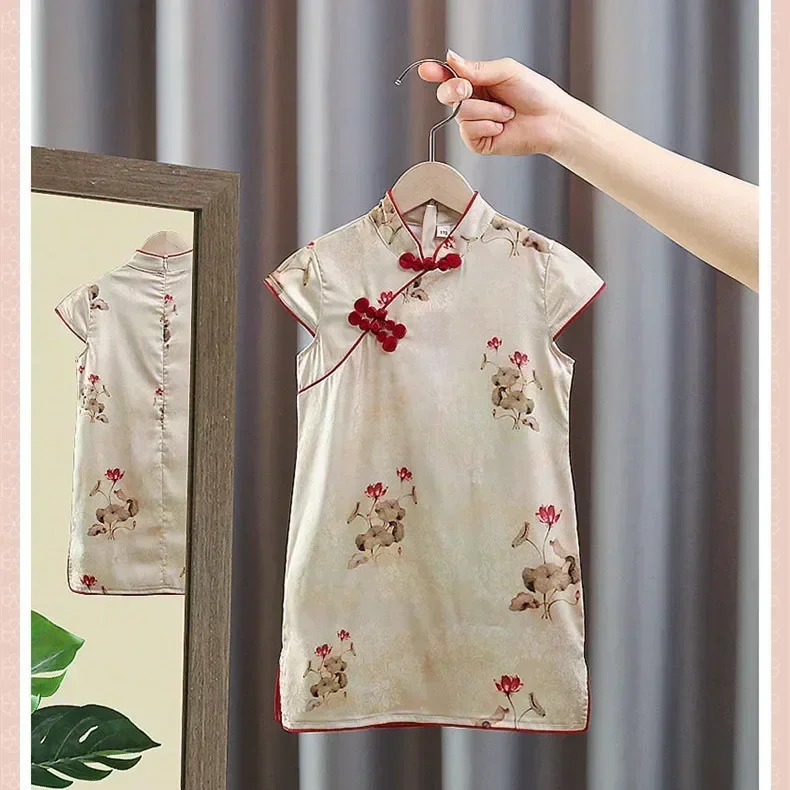 

Fashion Baby Traditional Dresses Girls Summer Modern Qipao Children Chinese Kids Clothes Casual Cheongsam Girl Dress Vestidos