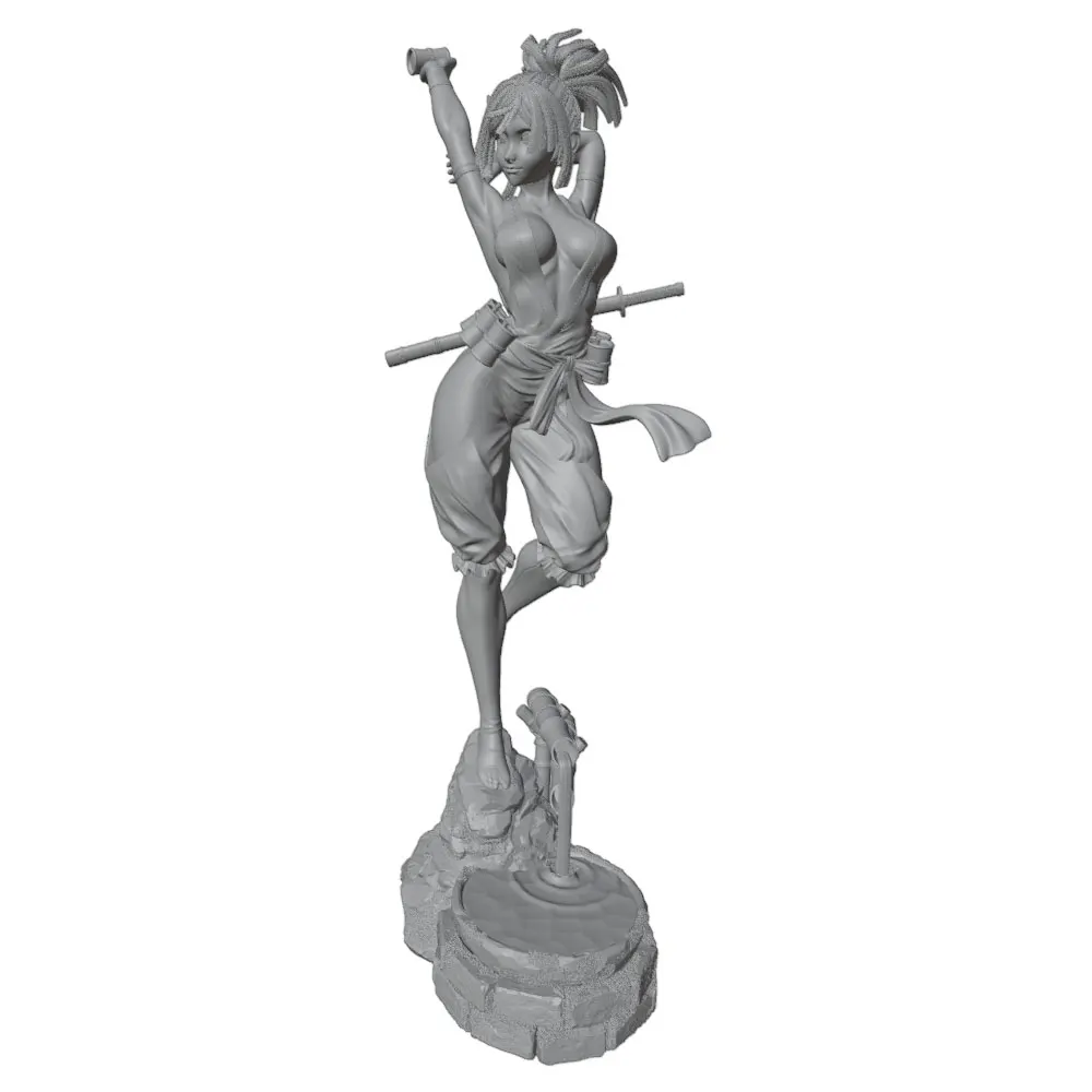 Estatua de anime gris impresa en tres dimensiones sin montar ni pintar - imagen 3