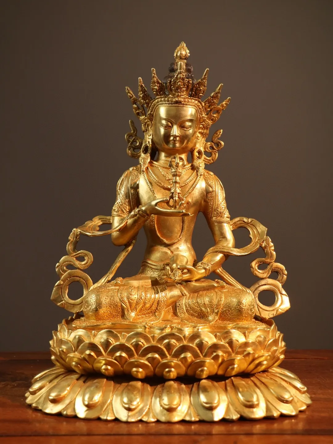 

Tibetan old brass Buddha pure copper gilt Guanyin Vajrasattva Tara home Buddha hall supplies 32cm cultural ornaments