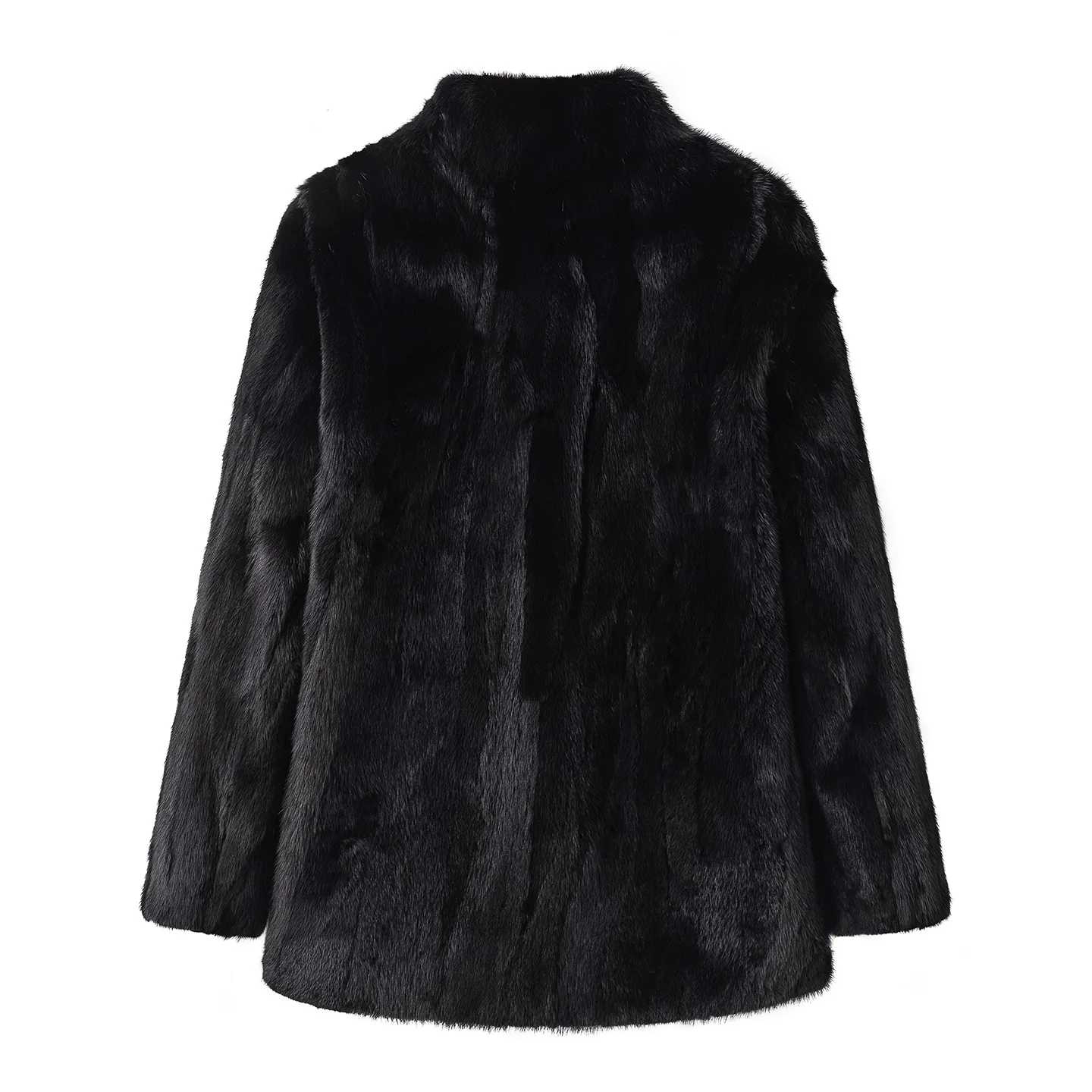 الشتاء نمط جديد الشابات مبطن معطف فرو المنك مع زر الربط منتصف طول تخفيف نمط جلد المنك الحقيقي