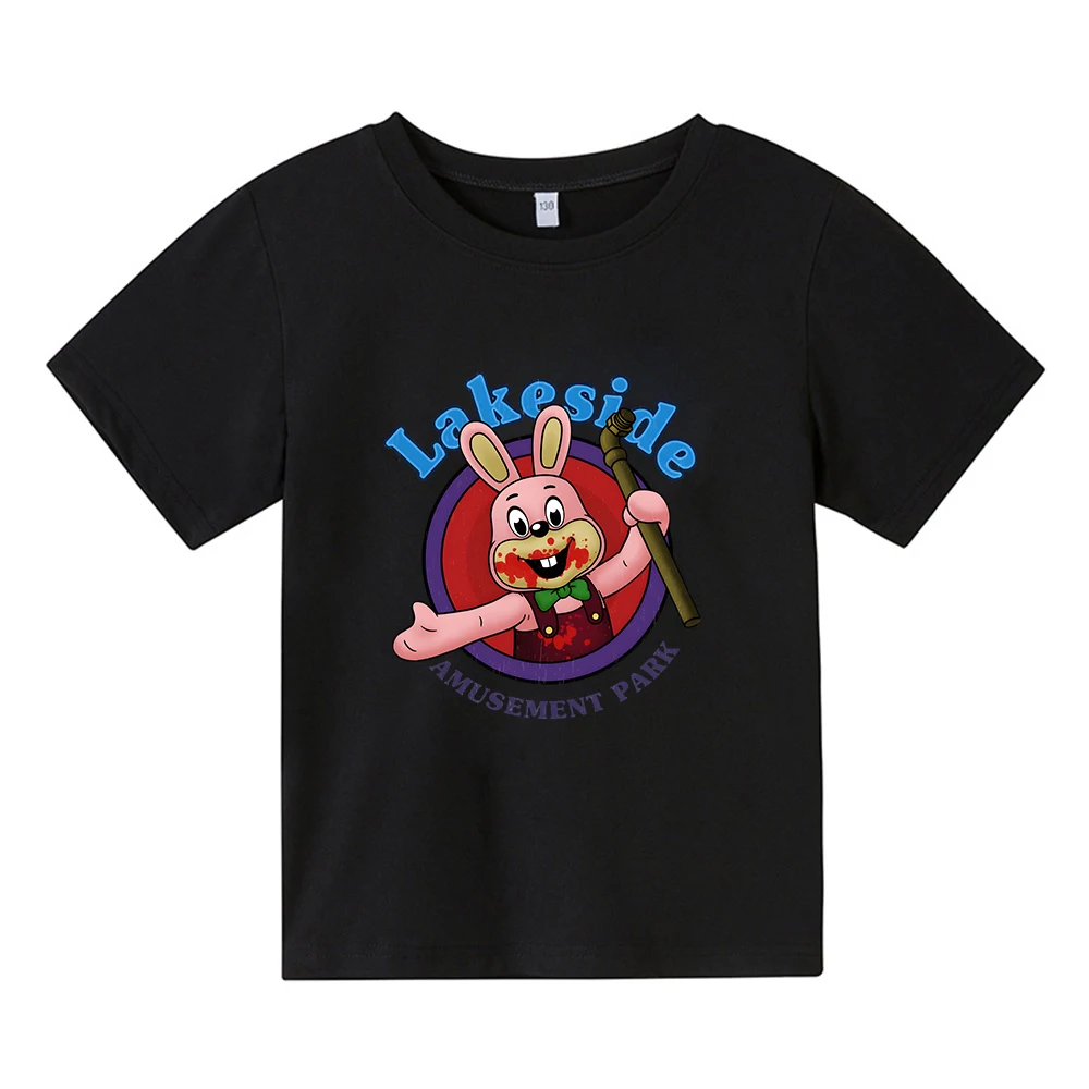 Robbiee The Rabbit Cartoon T-shirt 100% Cotton Short Sleeve Summer Tee-shirt High Quality Casual O-neck Tshirts Boys and Girls