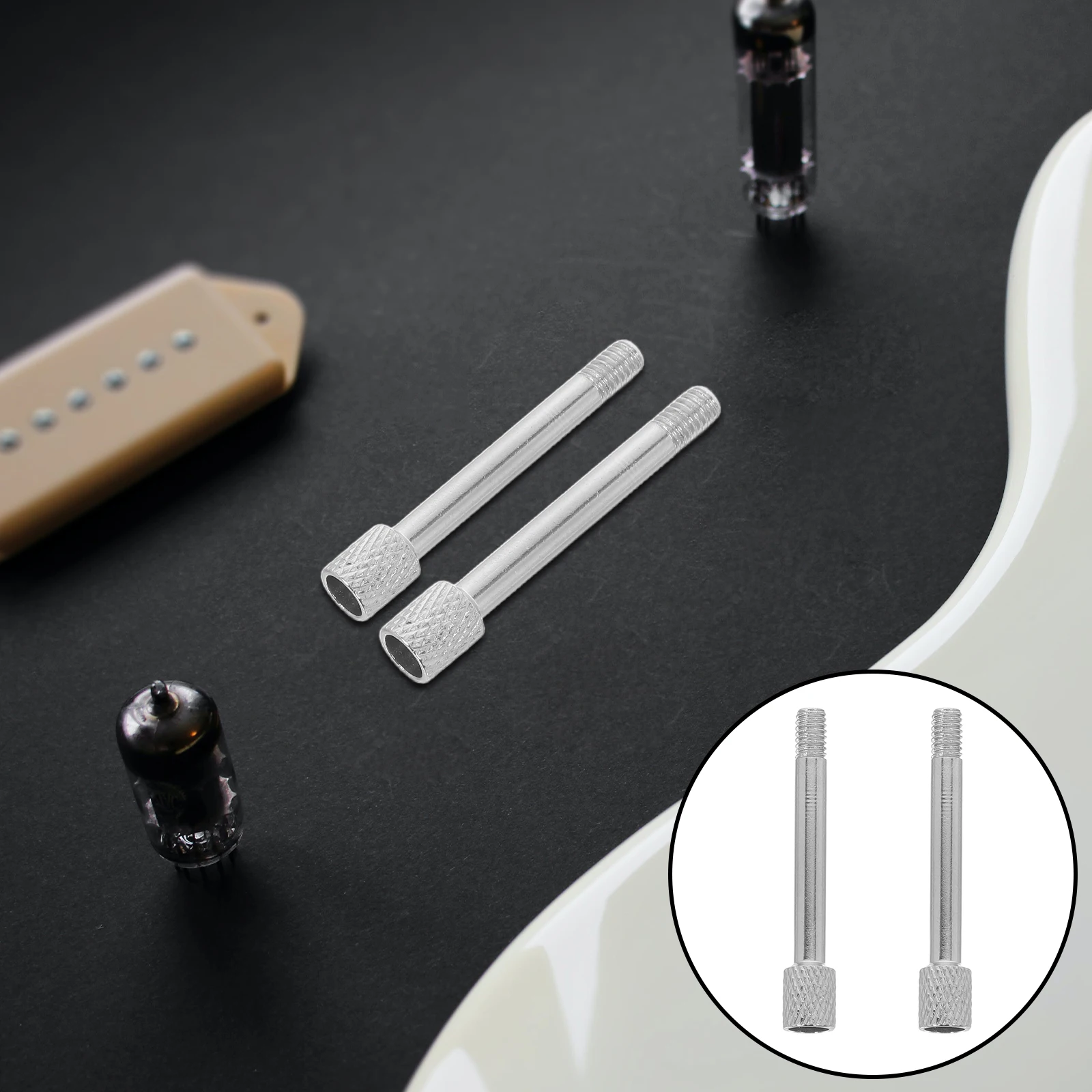 

2 Pcs Electric Guitar Accessories Bridge Component Screws Mounting Metal Saddle Action