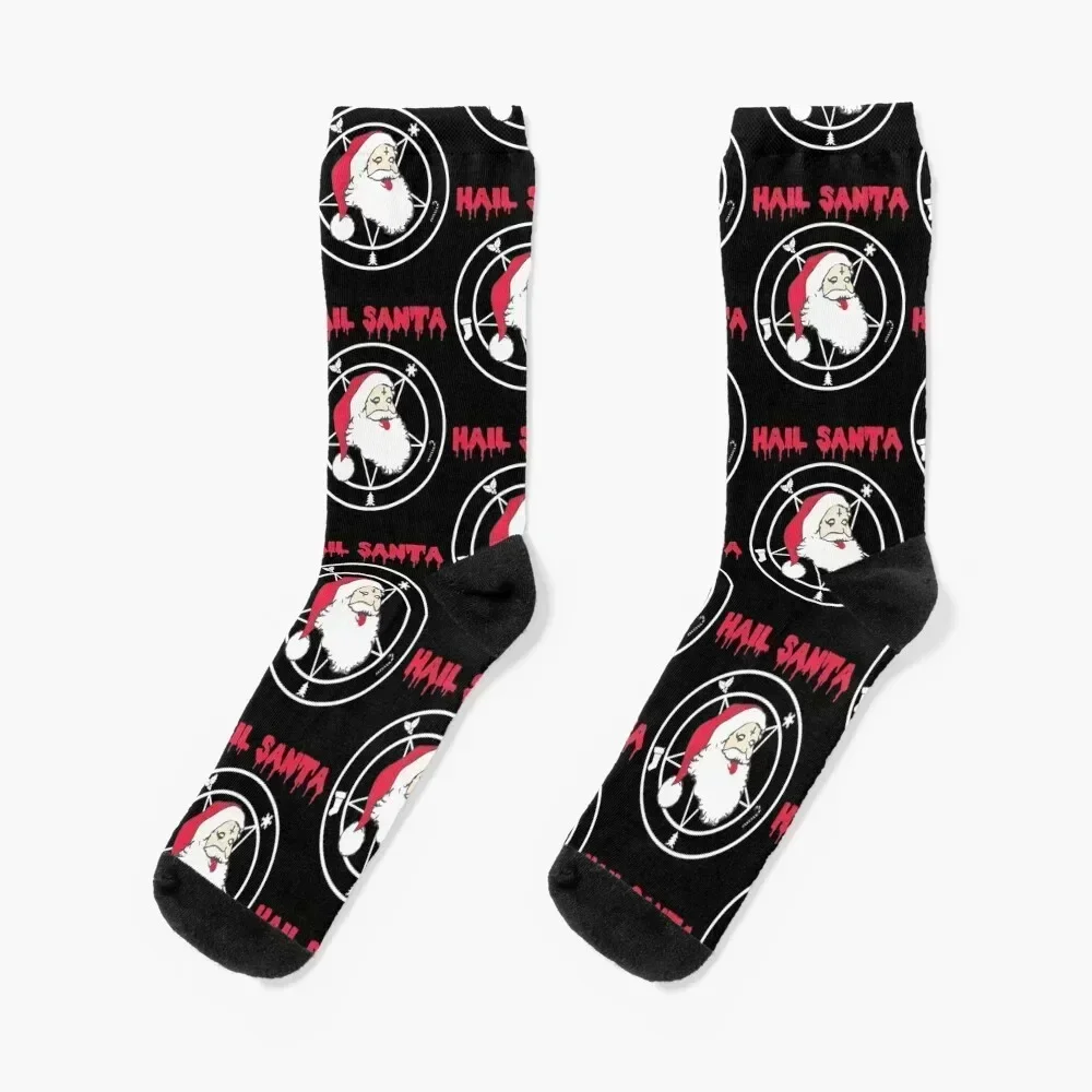 

HAIL SANTA! - Funny Heavy Metal Father Christmas Design Socks new year ankle Woman Socks Men's