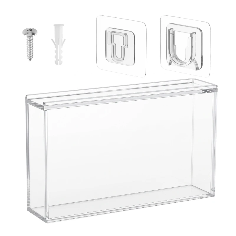 Einzelgerät-Acrylvitrine mit Wandmontagesatz, durchsichtiger, abgedeckter Box für Schreibtischpräsentation, Regalaufbewahrung – Detail 9