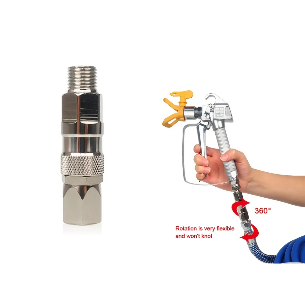 Airless Sprayer Hose Swivel Joint 1/4' NPS for Adaptors Airless Paint Spray Gun Parts High Pressure Pipe Connector Accessories