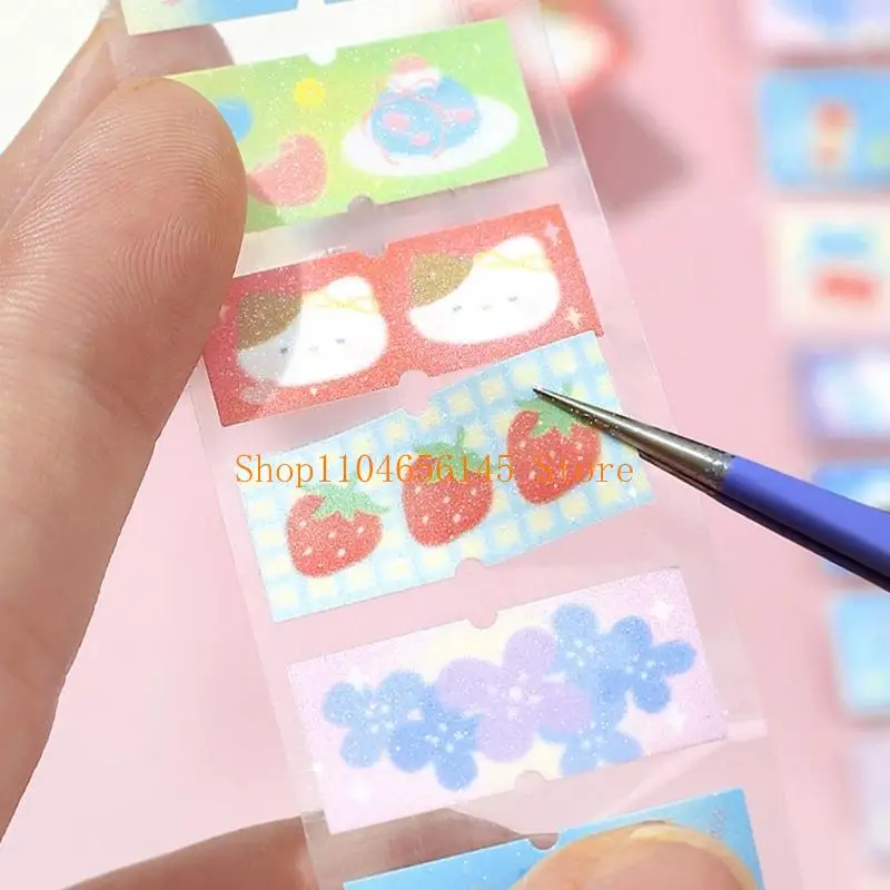 5ASD Glittering Cutout Fita pré-cortada Rolo adesivo desenho animado para scrap.