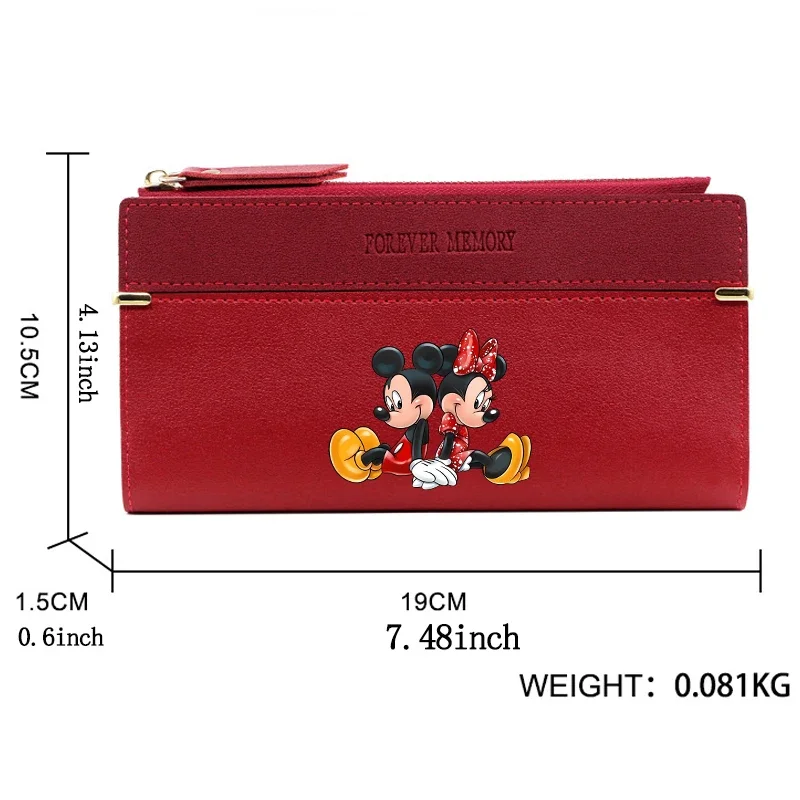 Mickey Mouse Minnie Women Wallet Disney Cartoon Anime Print Zipper Purse Portable High-capacity Card Bag Girl Zero Wallet Gift