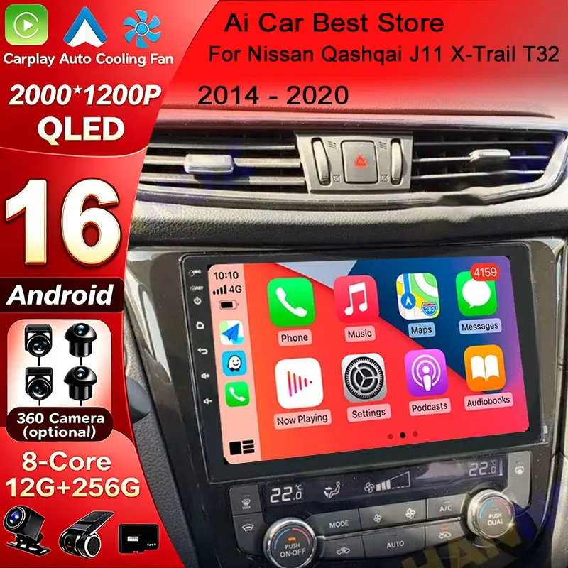 Android 16 Car Radio Player For Nissan Qashqai J11 X-Trail Xtrail T32 Rogue Dualis 2013-2019 Carplay AUTO Support OEM BOSE 360