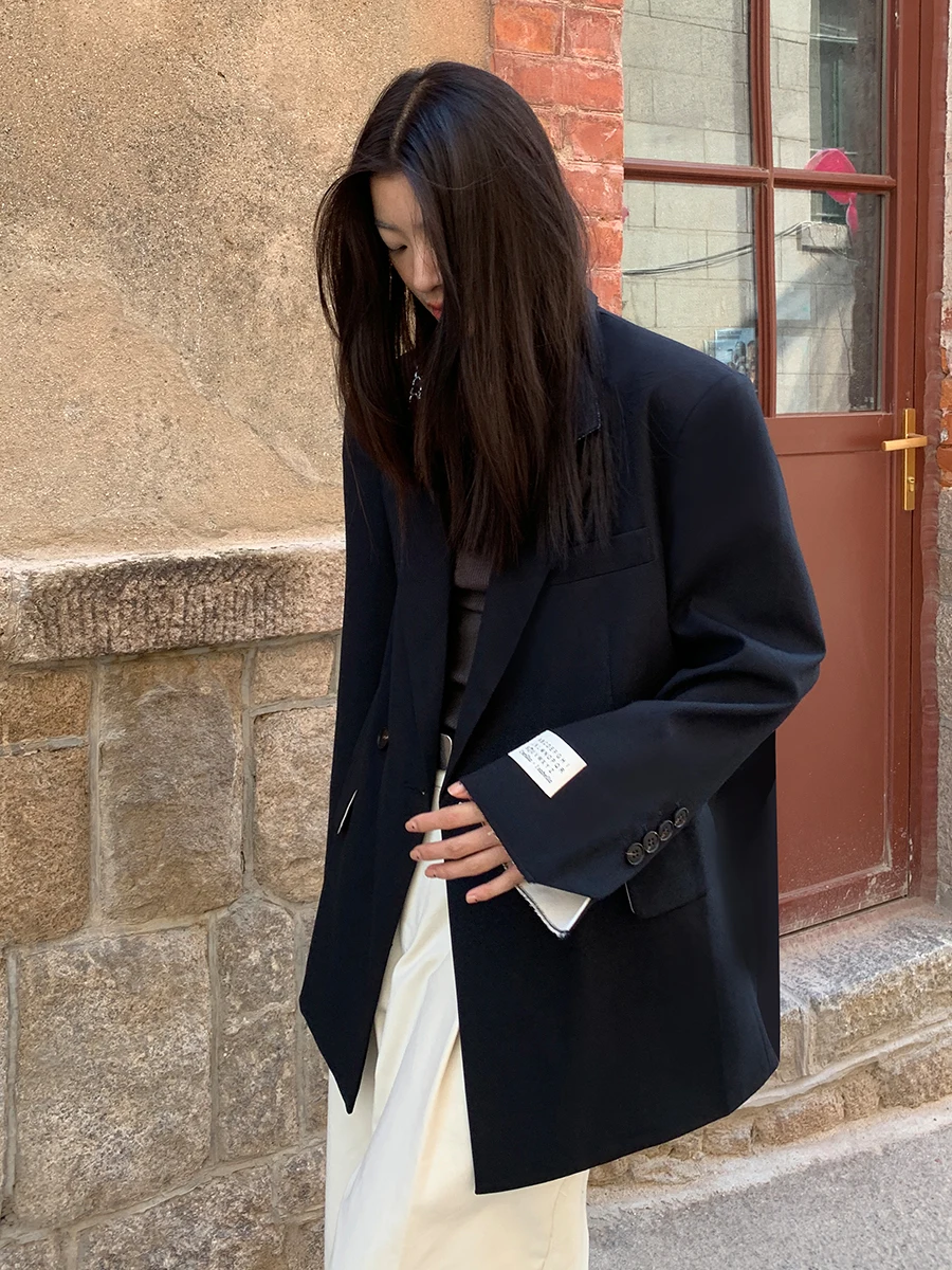 

Loeband Lazy Day Woolen Loose Fit Spring New Slimming Suit Jaet Top Versatile Sle Casual Wear Double Breasted