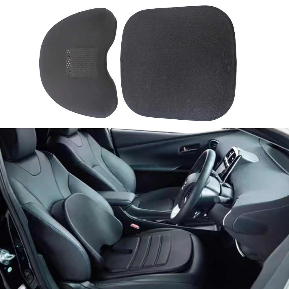 SXMA JL1357 Car Seat Cushion Butt Pillow+Lumbar/Back Support Pillow Ergonomic forCar Truck Driver Long Drives Universal kit 2pcs