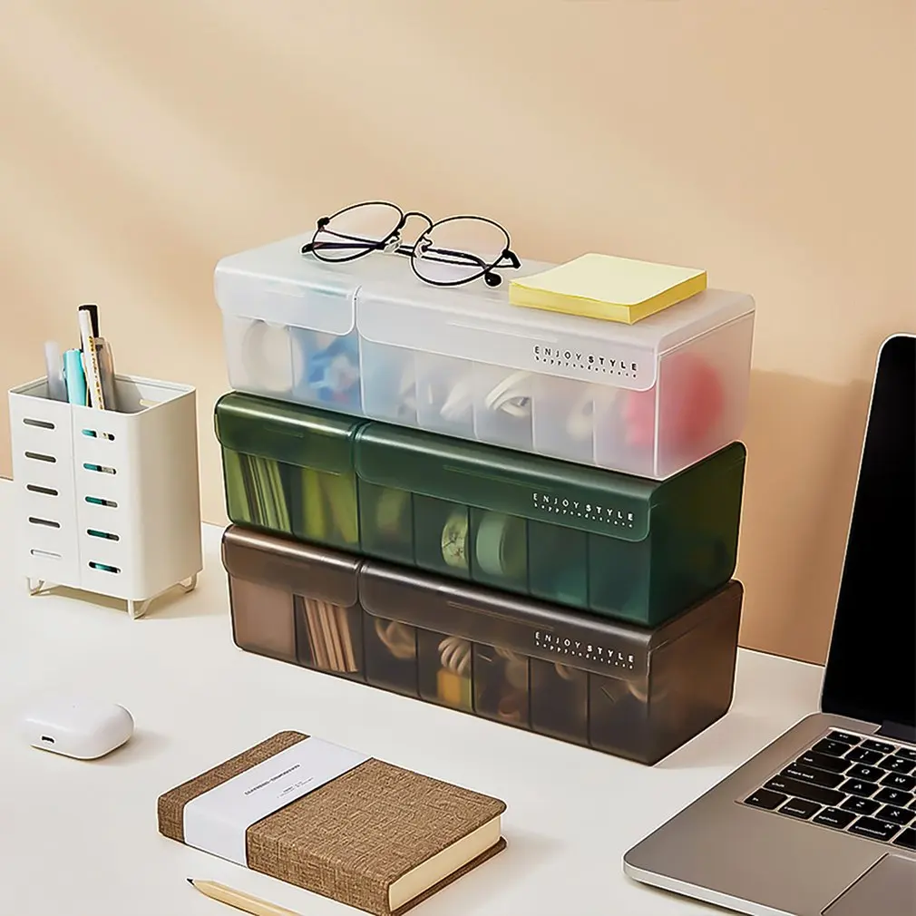 Desktop Cable Storage Box Organizer Charger Cord Storage Box With 7 Compartments Home Reusable Data Line Storage Case For Travel