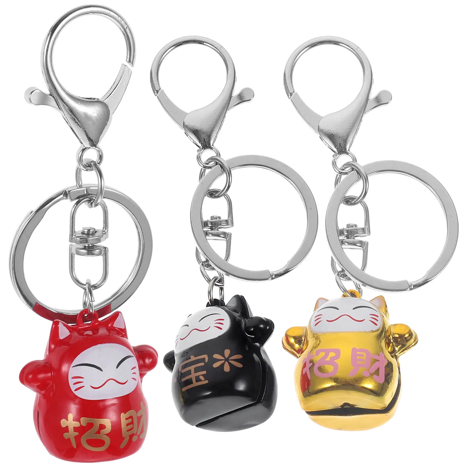 3Pcs Unique Luck Cat Keychain Pendant Hanging Decor for Keys Bag Backpack Phone Portable Compact Design Special Meaning Gift