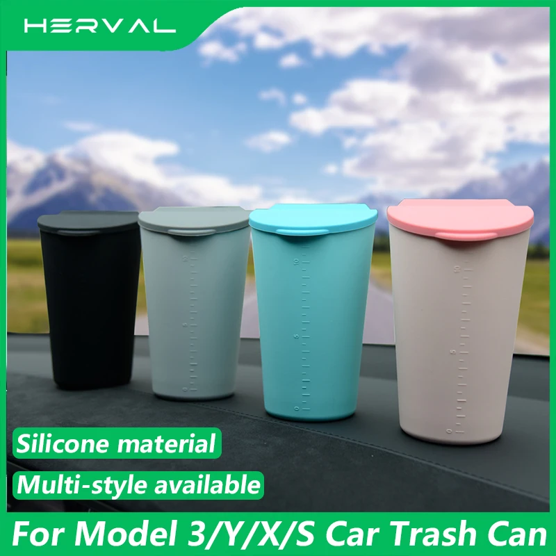 

Herval Car Door Trash Can For Tesla Model 3/Y/S/X Cup Holder Garbage Can Rubbish Bin Trash Container Fits Auto Home Office