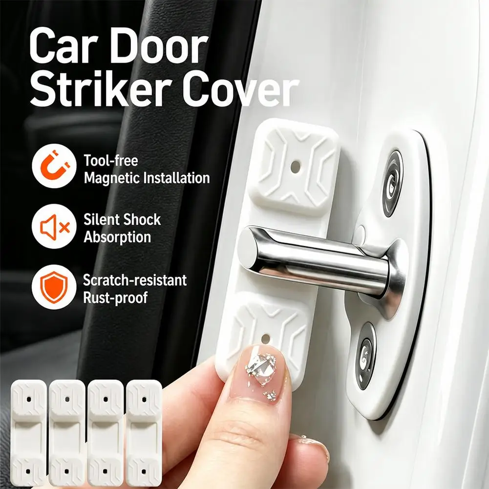 4Pcs Silicone Car Door Lock Shock Absorber Buffer Pad Noise Reduction Anti-Vibration Protector Accessories