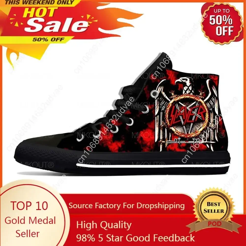 

Slayer Heavy Metal Rock Band Horror Scary Fashion Casual Cloth Shoes High Top Lightweight Breathable 3D Print Men Women Sneakers